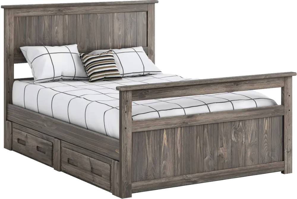 Fort Rustic Driftwood Full Storage Bed with 2 Drawers-1