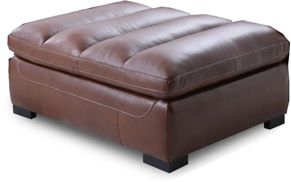 Softee Brown Leather Ottoman-1