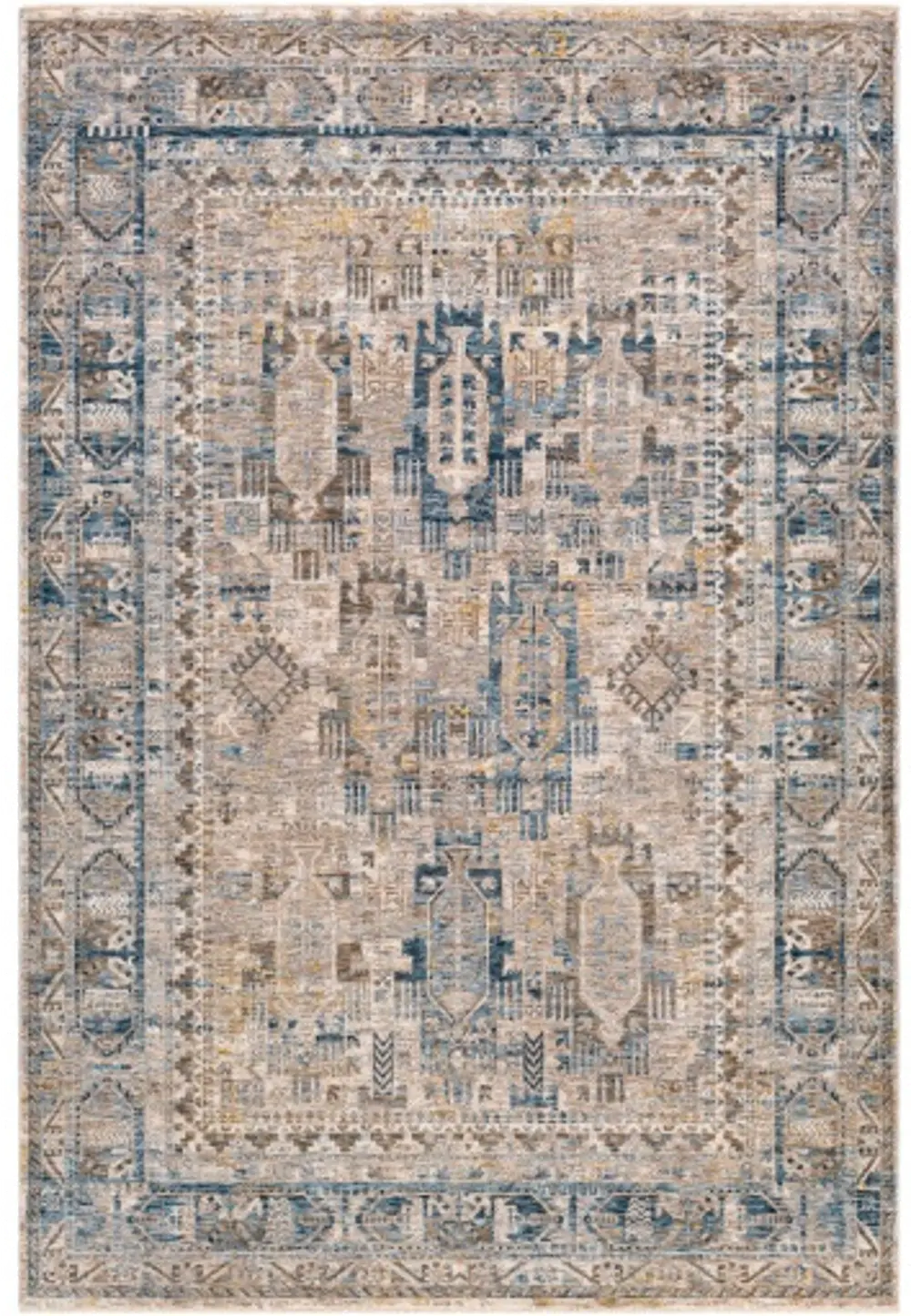 Mirabel 5 x 8 Traditional Navy Denim and Cream Area Rug-1