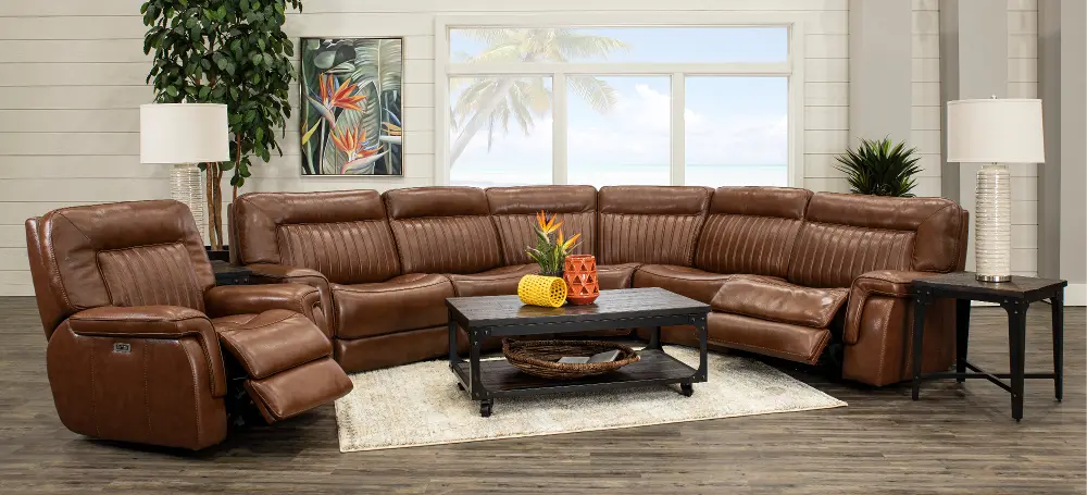 Stampede Brown 5 Piece Power Reclining Sectional-1
