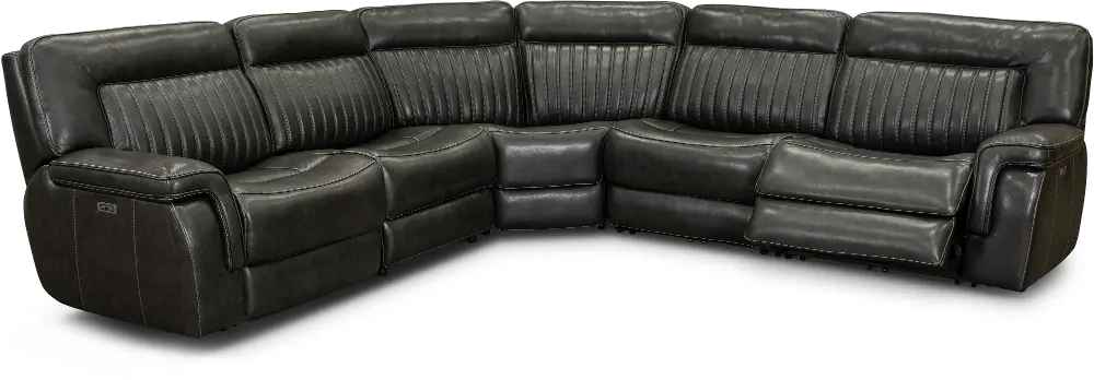 Stampede Charcoal Gray 5 Piece Power Reclining Sectional-1