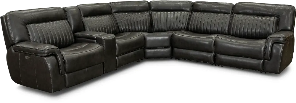 Stampede Charcoal Gray 6 Piece Power Reclining Sectional-1