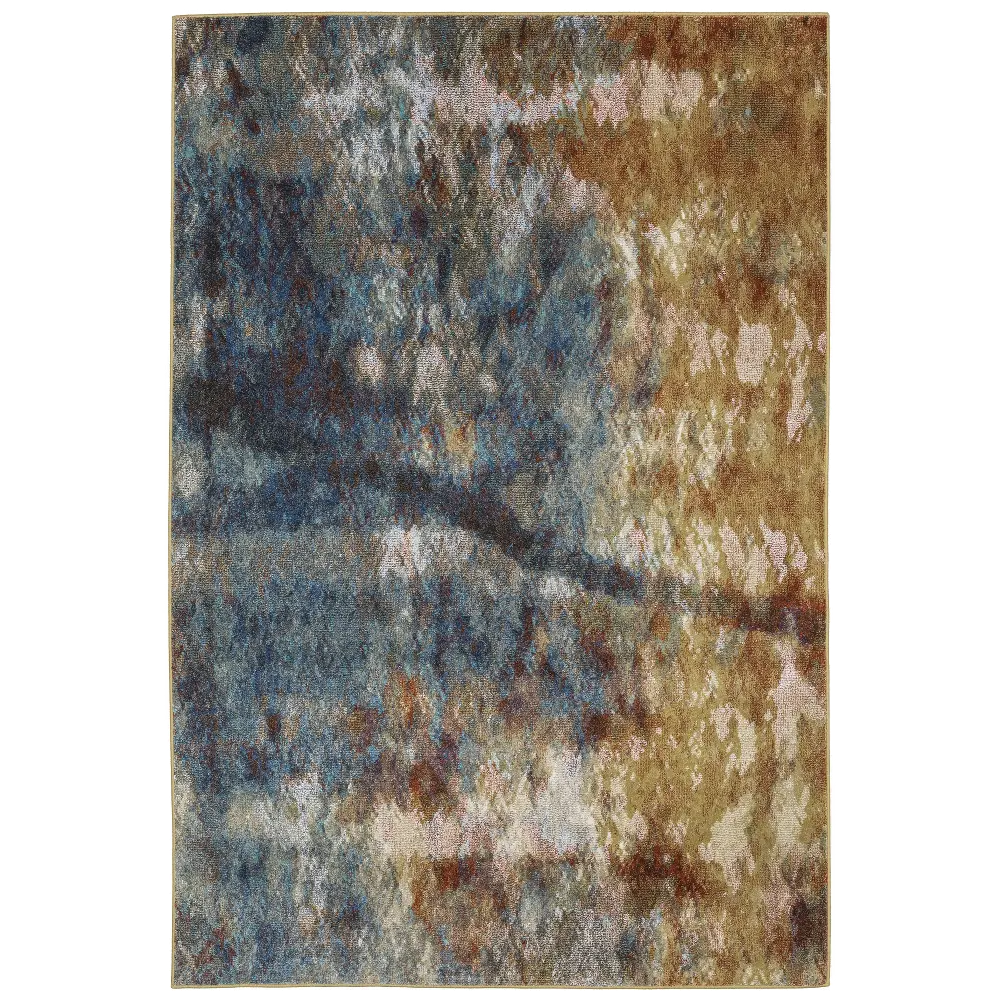 Venice 5 x 8 Contemporary Blue and Gold Area Rug-1