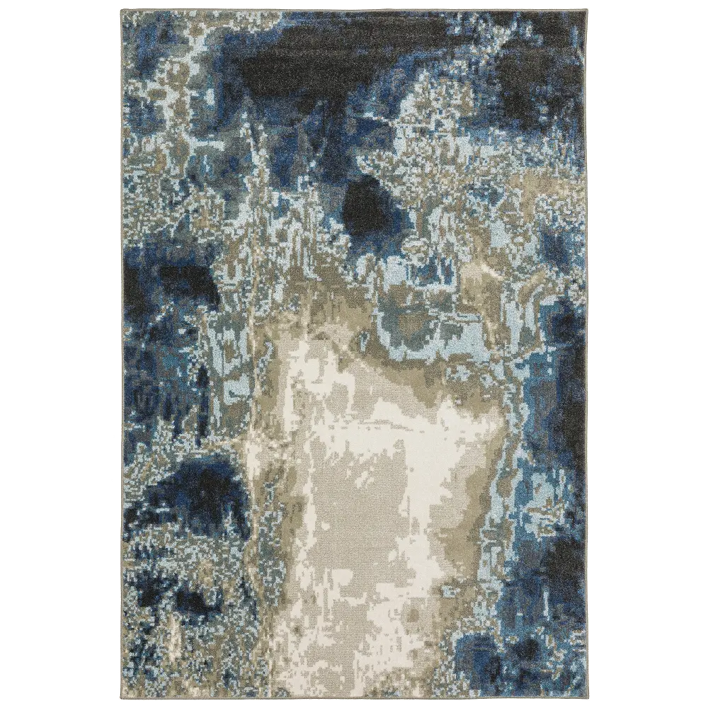 Venice 5 x 8 Abstract Blue and Beige Area Rug-1