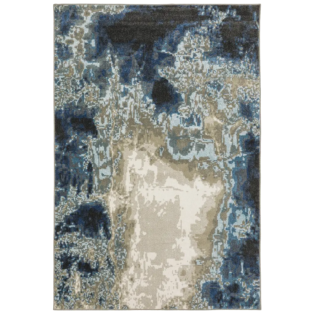 Venice 8 x 10 Abstract Blue and Beige Area Rug-1