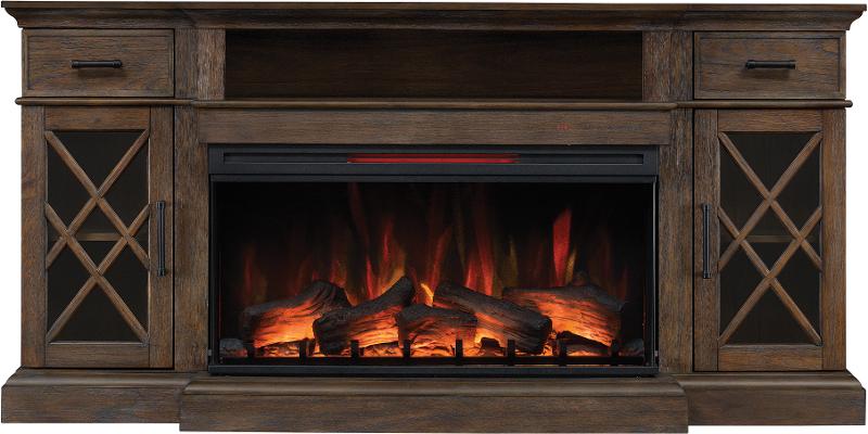 70 Inch Traditional Brown Fireplace Tv, Value City Mirror Fireplace