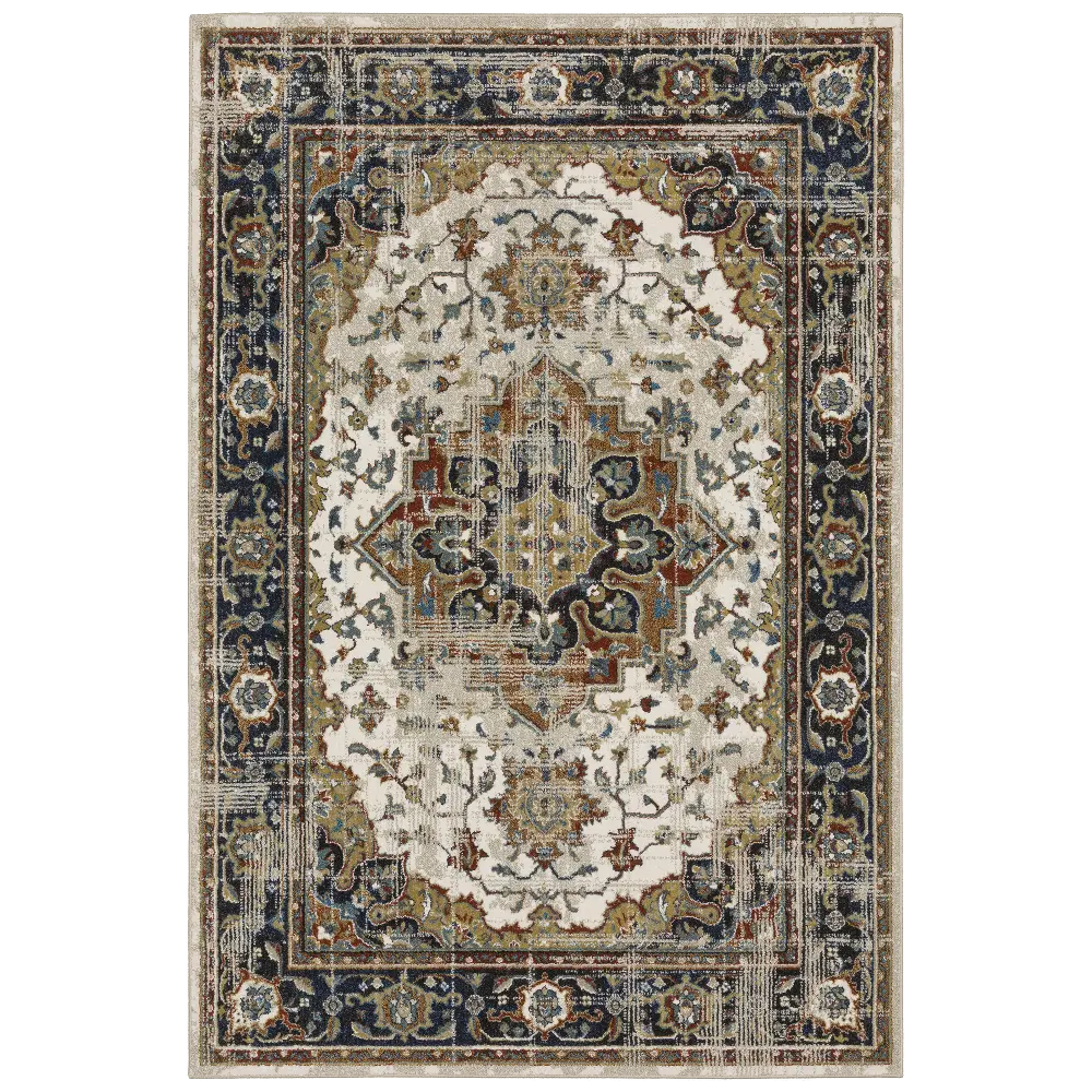 Venice 8 x 10 Abstract Blue and Beige Area Rug-1