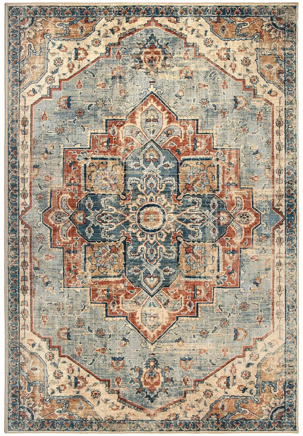 8902-5X8/BL/RED/CREM Alexandria 5 x 8 King Fisher Pale Blue Area Rug-1