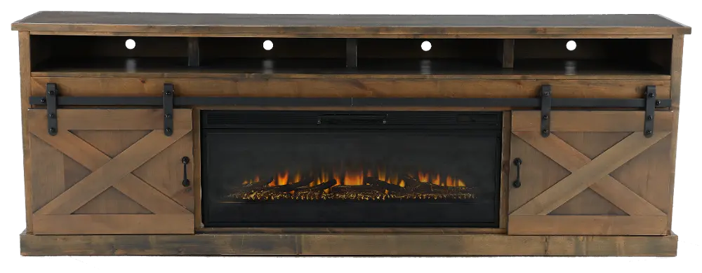 Farmhouse Brown 94  Fireplace TV Stand-1
