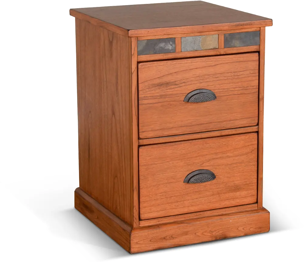 Sedona Rustic File Cabinet with Slate Inlay-1