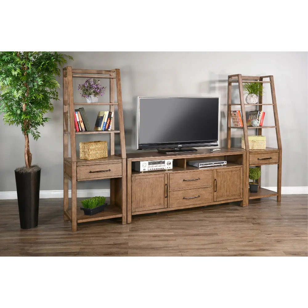 Doe Valley Light Brown Rustic Entertainment Wall Center-1