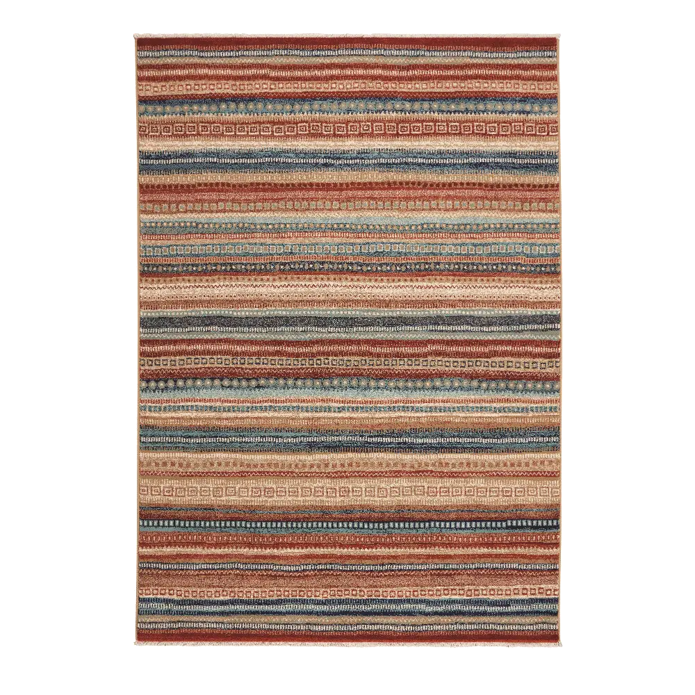 3460RS05030704960 Jules-Gabbeh 5 x 8 Medium Red and Blue Striped Area Rug-1