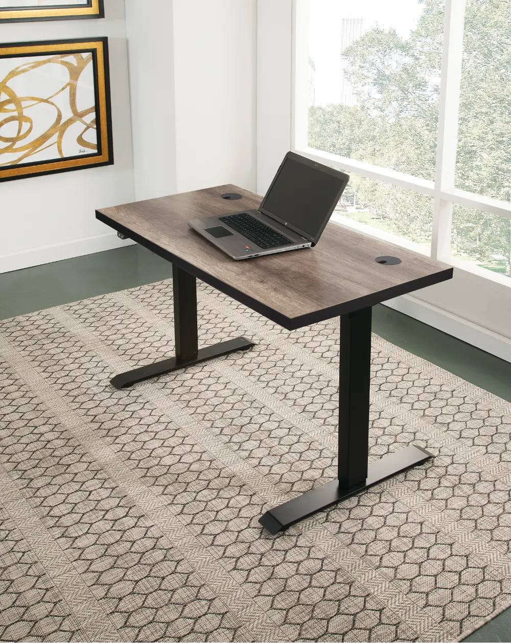 Brown Sit and Stand Desk - Streamline-1