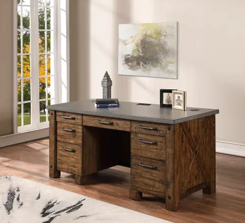 Rustic Executive Office Desk, Four Corner Furniture