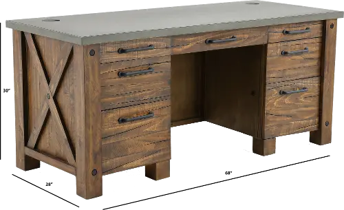 Rustic Executive Office Desk, Four Corner Furniture