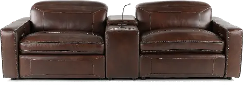 Spaces Brown Leather Power Reclining Sofa RC Willey