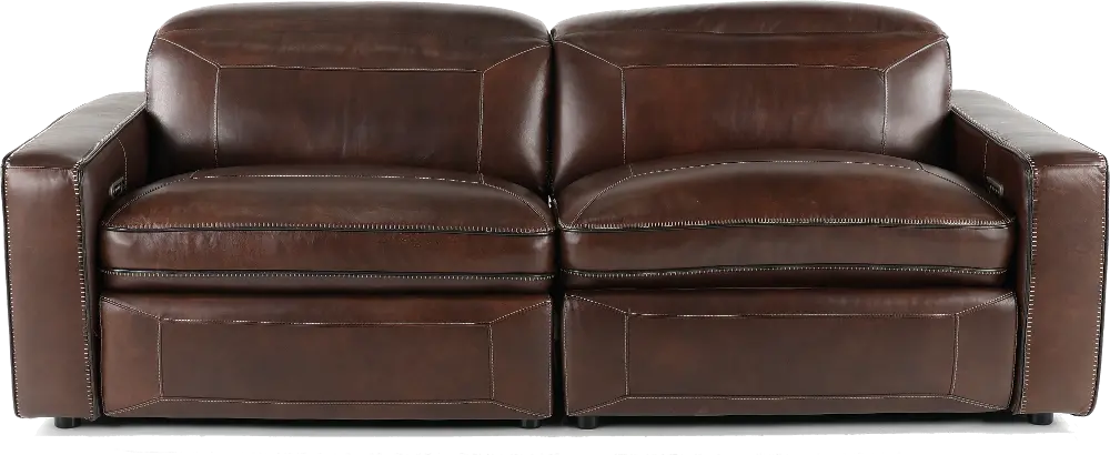 Spaces Brown Leather Power Reclining Sofa-1