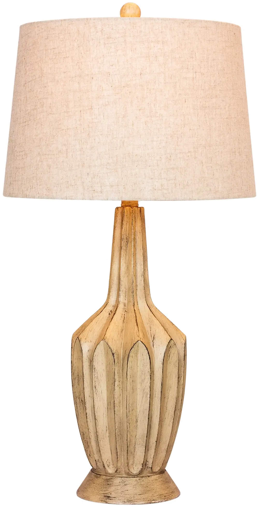 Distressed Beige Resin Table Lamp-1