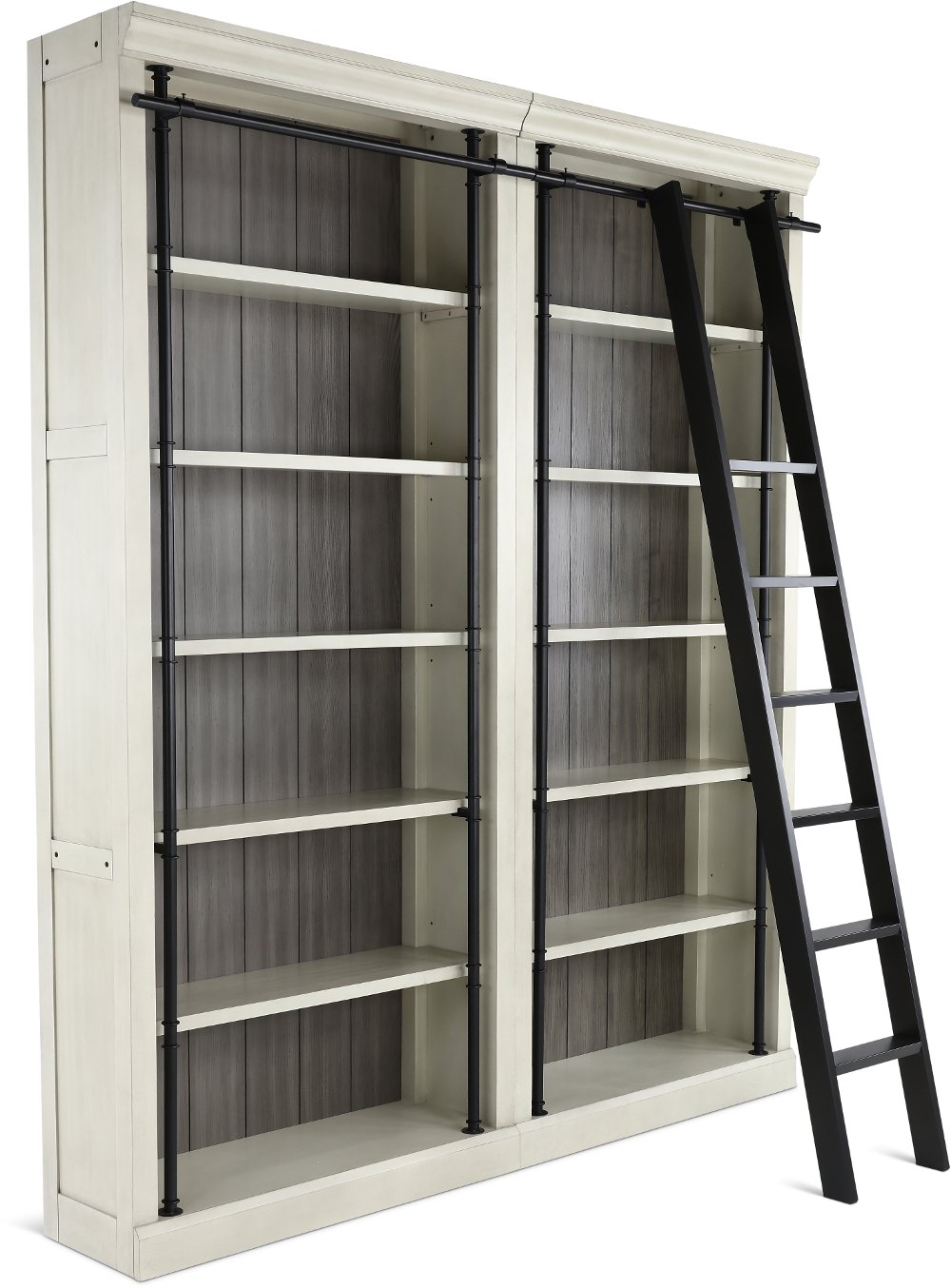 Toulouse Country Chic White Bookcase and Ladder Set