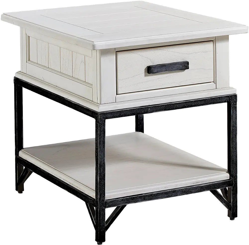 Brandon Creek White End Table with Drawer-1