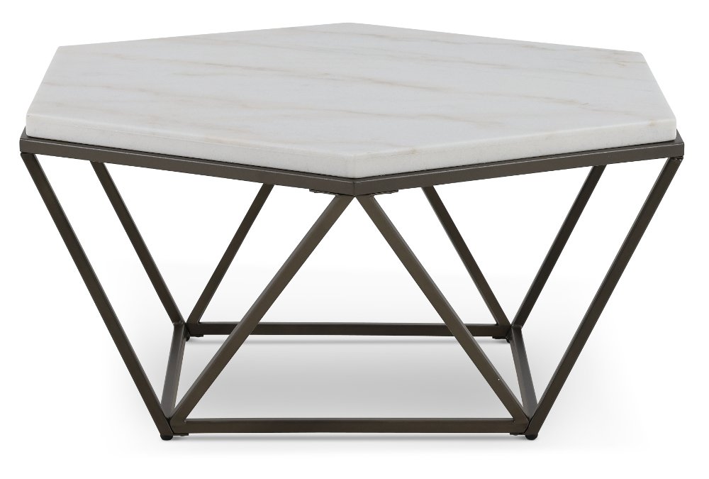 Corvus Brown and White Marble Coffee Table