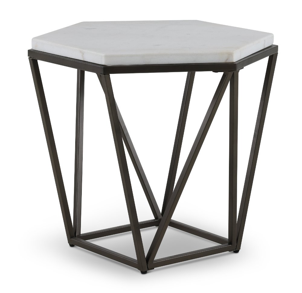 Corvus Brown and White Marble End Table