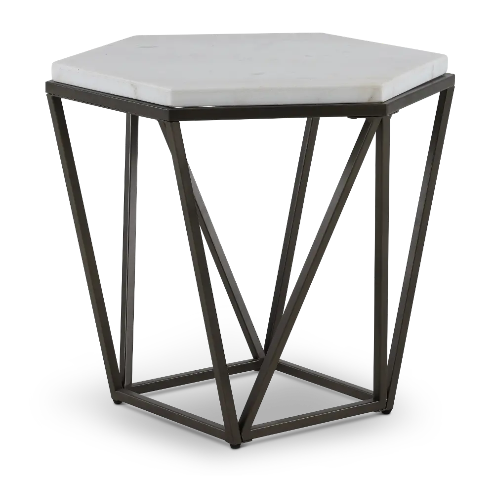 Corvus Brown and White Marble End Table-1