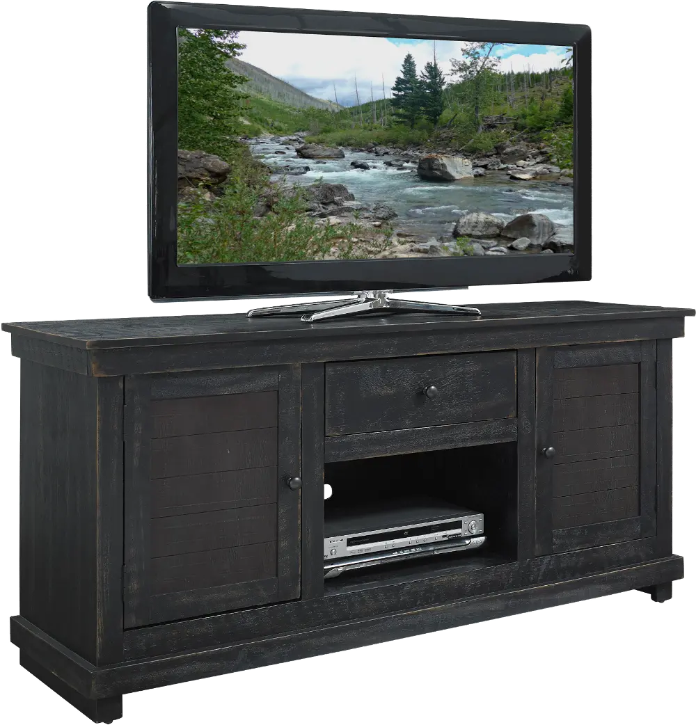 Villa Solid Wood Black TV Stand-1