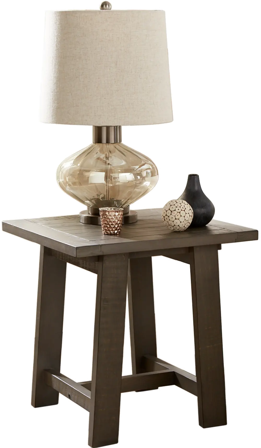 Villa Solid Wood Gray End Table-1