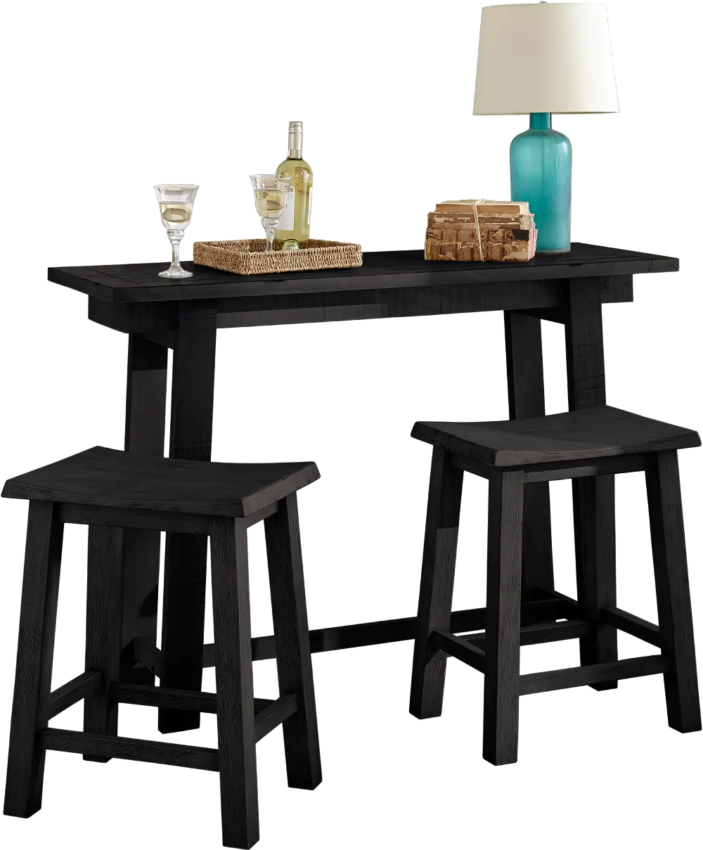 Villa Solid Wood Black Tables and Stools-1