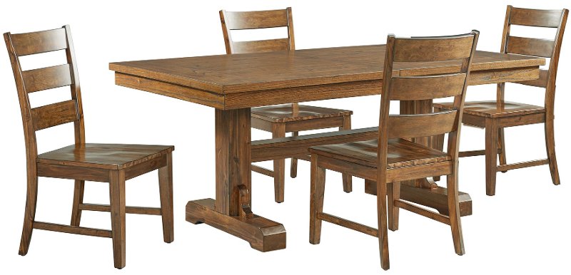 Farmhouse Light Brown Dining Room Set, Farmhouse Style Dining Table Set With Bench