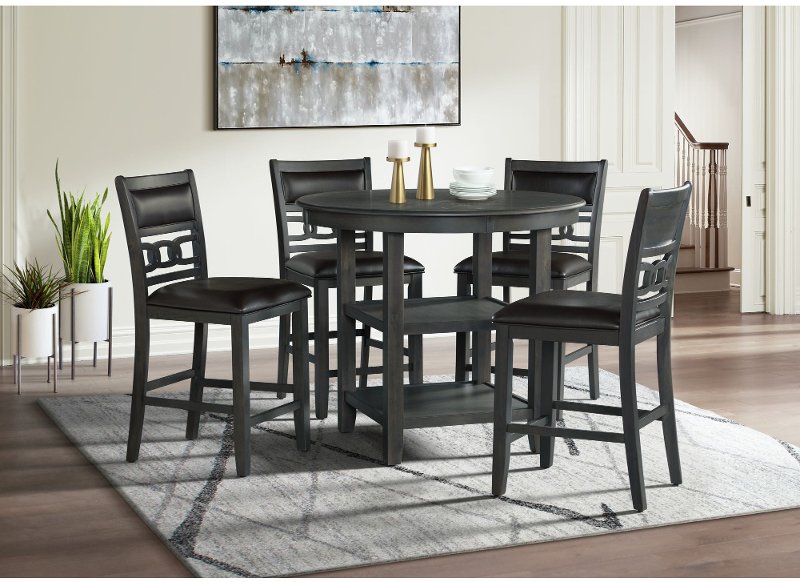 Dark Brown Round 5 Piece Counter Height, Counter Height Round Table And Chairs