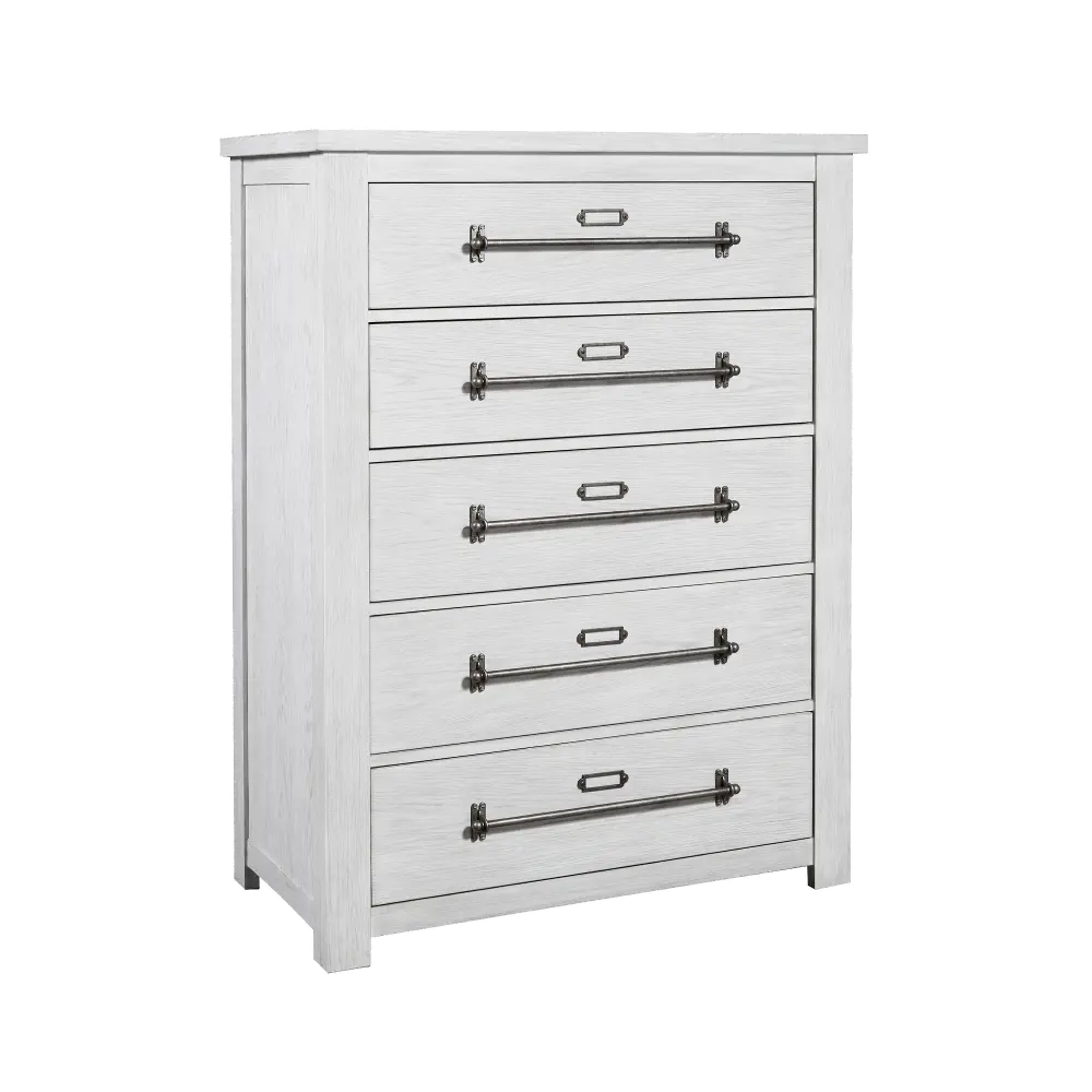 Distressed White Chest of Drawers - Modern Eclectic-1