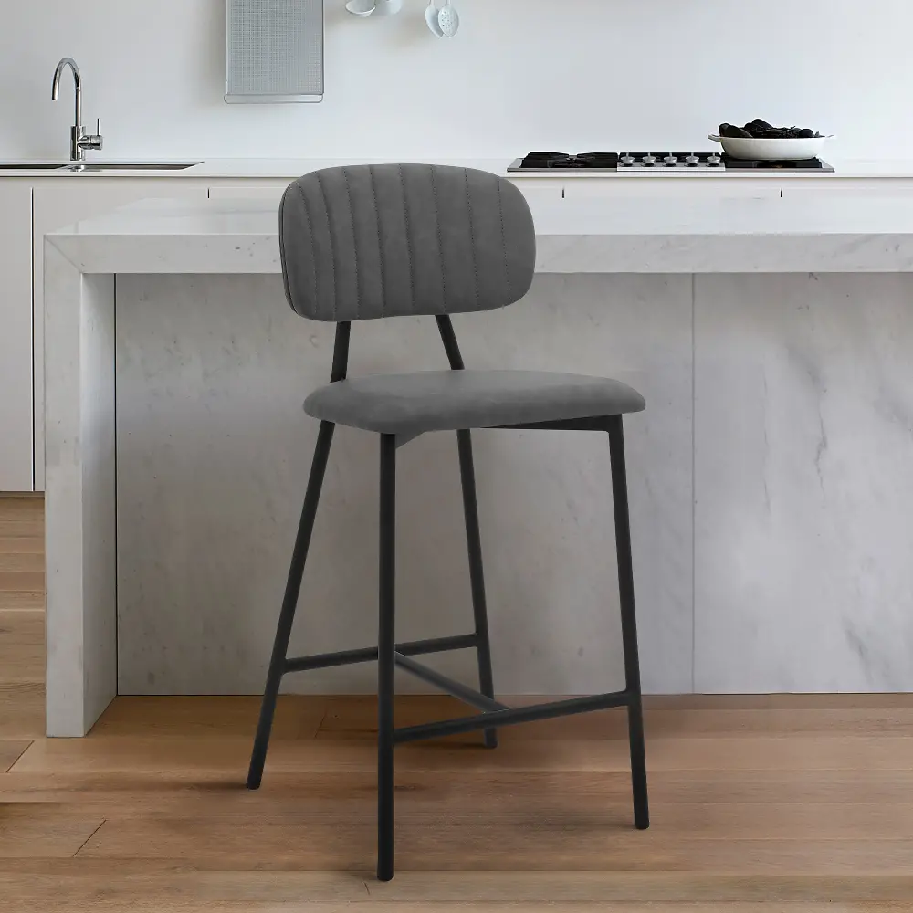 Modern Eclectic Gray Counter Height Stool-1