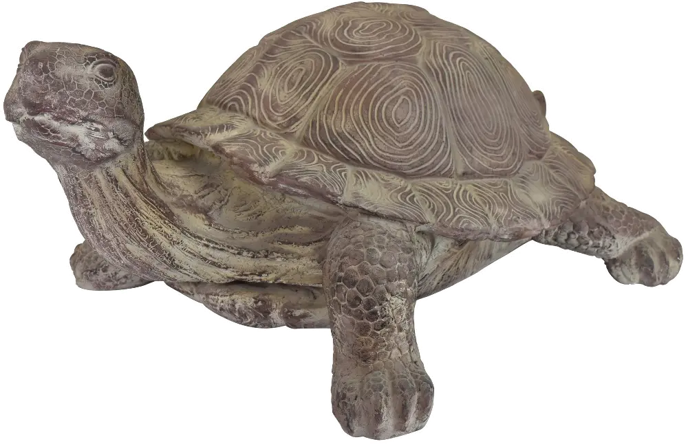 Large Distressed Brown Resin Garden Turtle Figurine-1