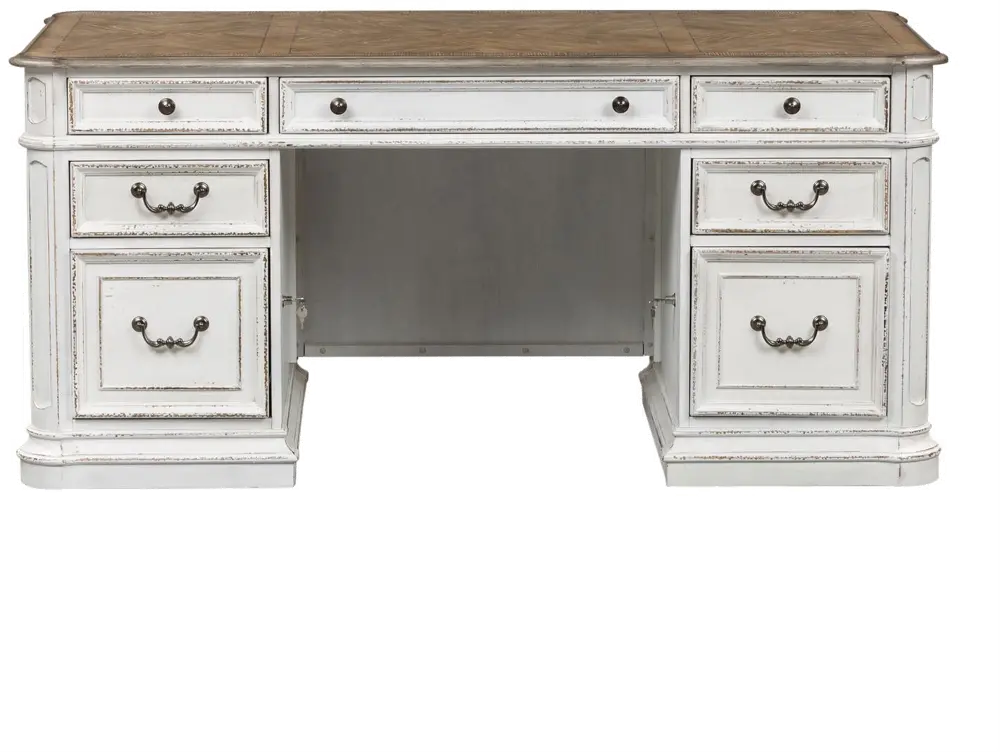 Magnolia Manor Antique White Jr. Executive Desk-1