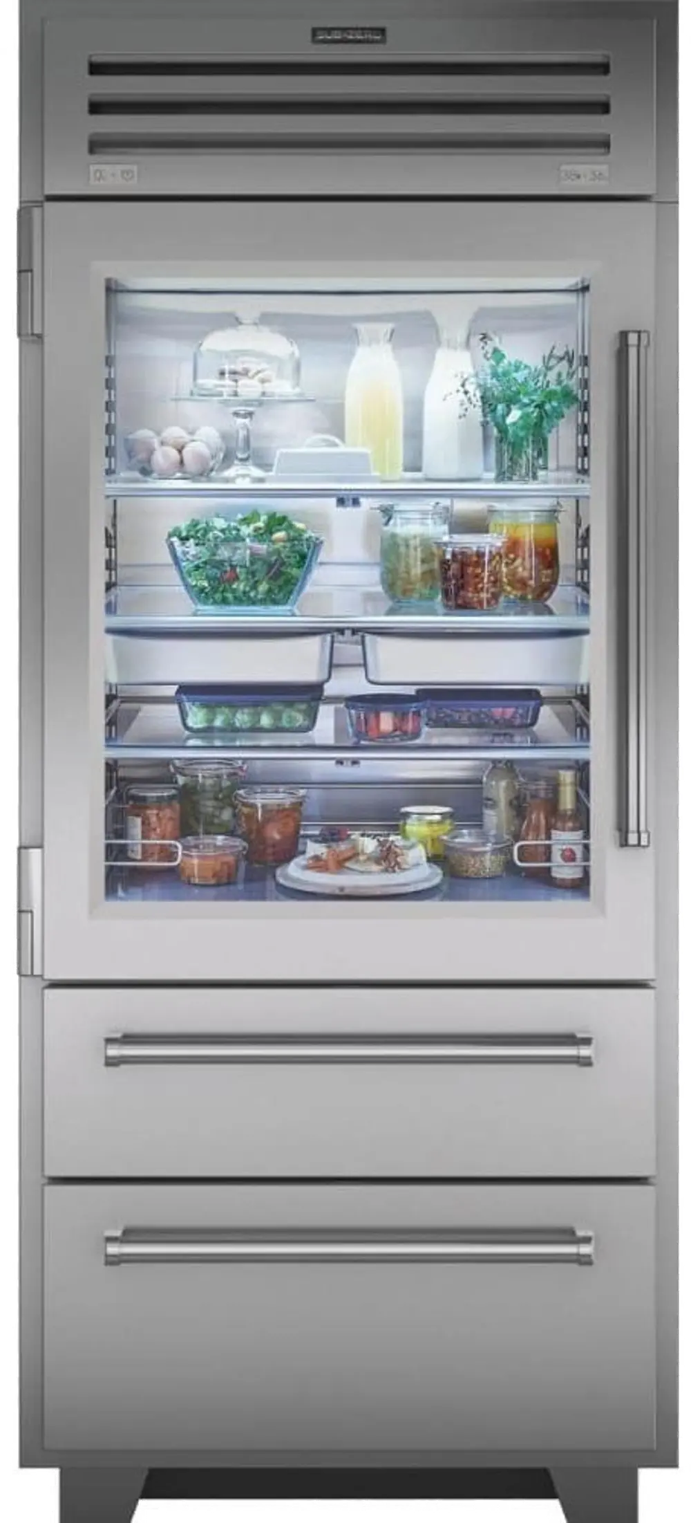 PRO3650G/LH Sub-Zero 36 Inch Professional Bottom Freezer Refrigerator With Glass Door - Left Hinge-1