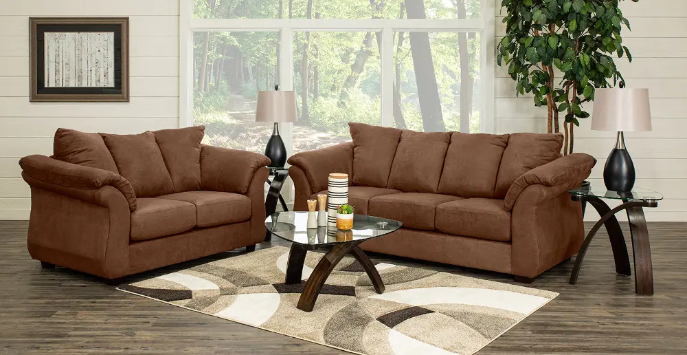 Contemporary Brown 2 Piece Living Room Set - Shasta-1