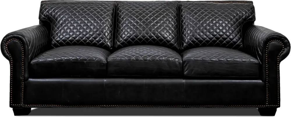 Quilted Black Leather Sofa-1