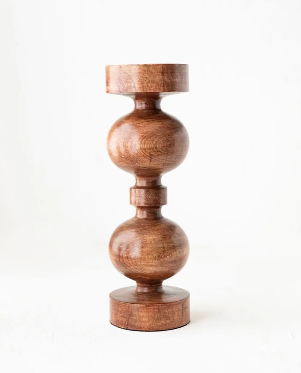12 Inch Red Mango Wood Candle Holder-1