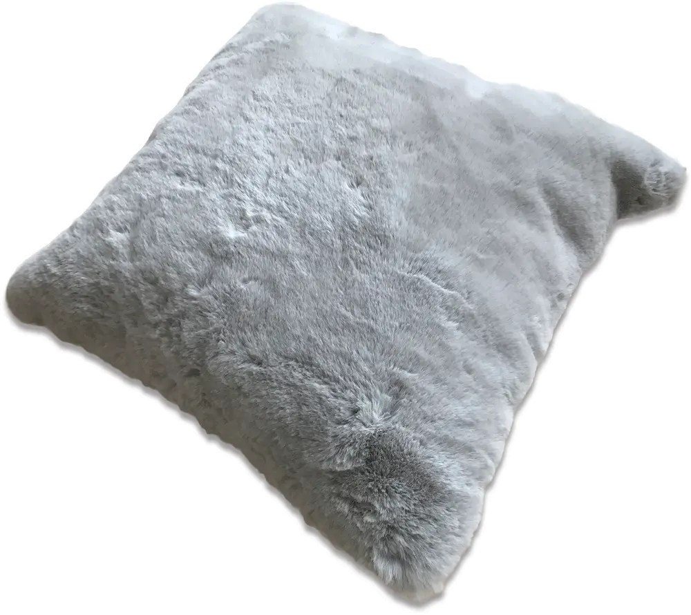 Chinchilla Silver Faux Fur Throw Pillow-1