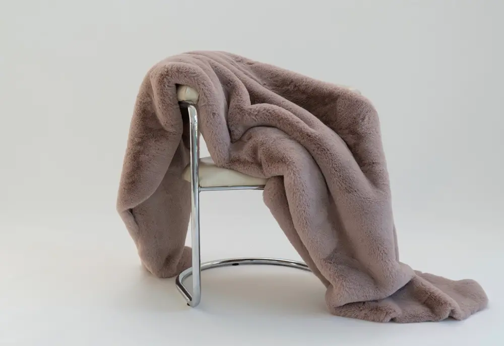 Chinchilla Rose Pink Faux Fur Throw Blanket-1