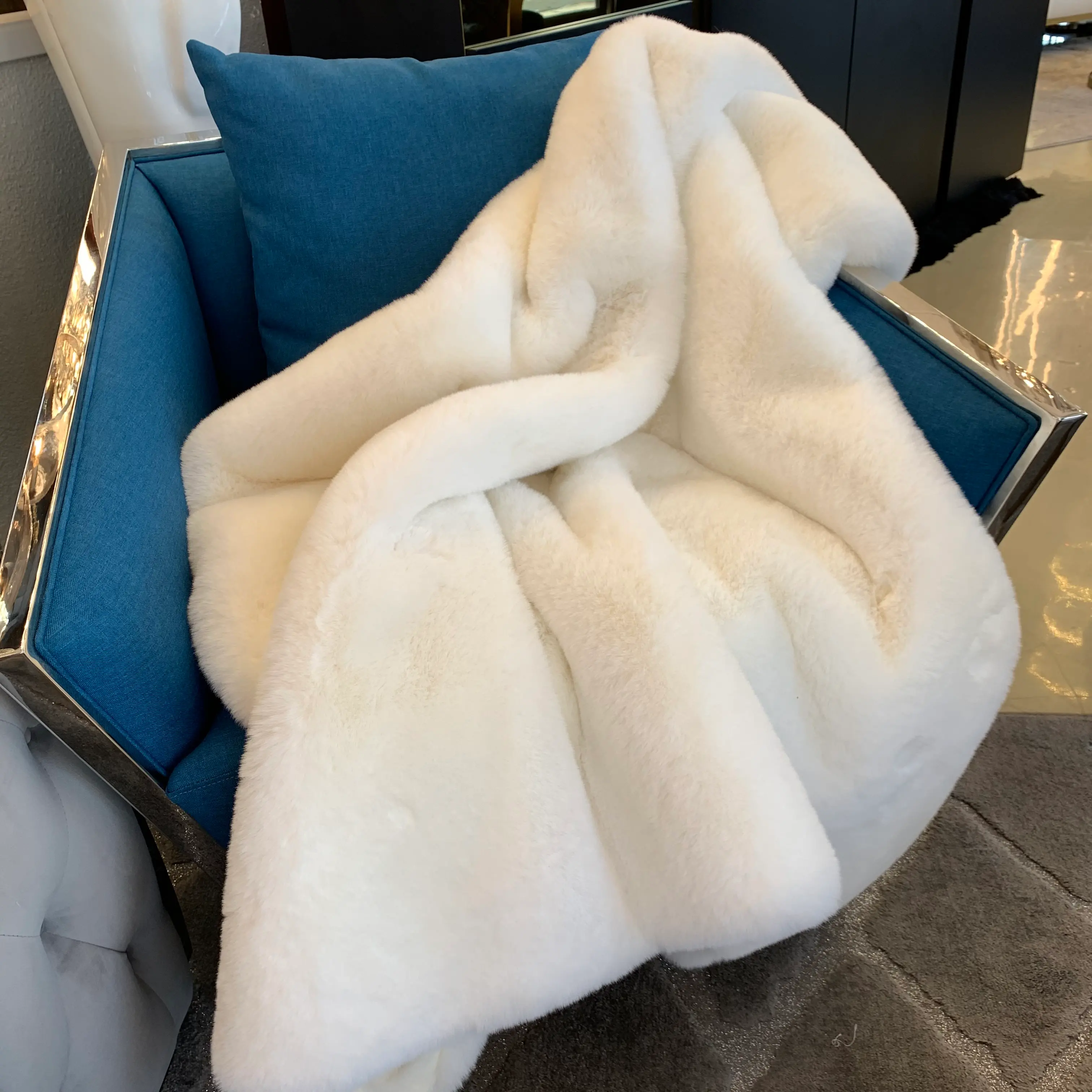 Off white best sale faux fur throw