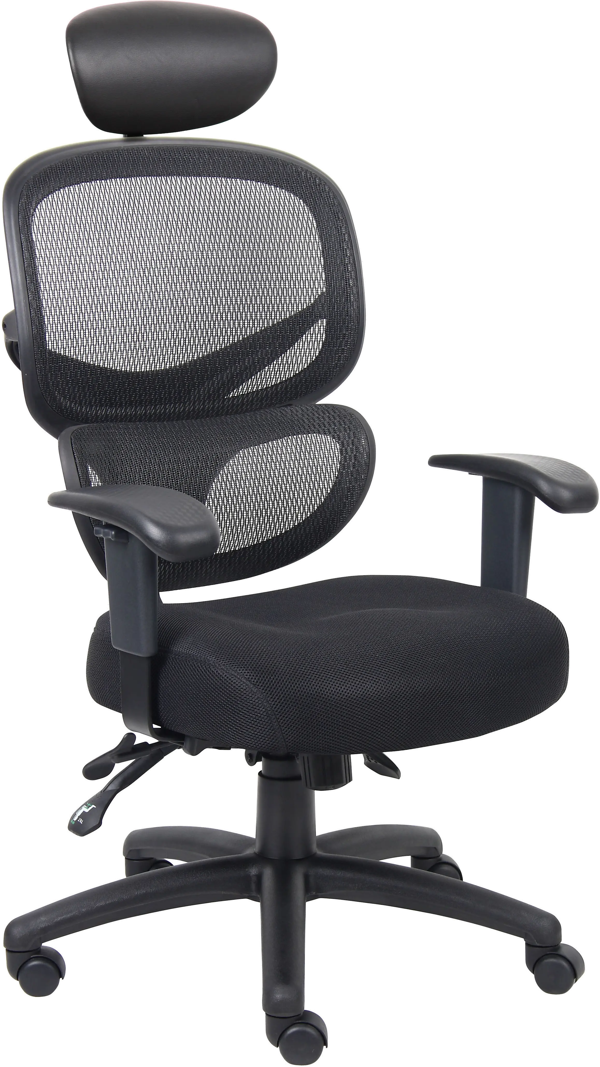 Photos - Chair BOSS Presidential Seating  Black Mesh Office  with Head Rest B6338-HR 