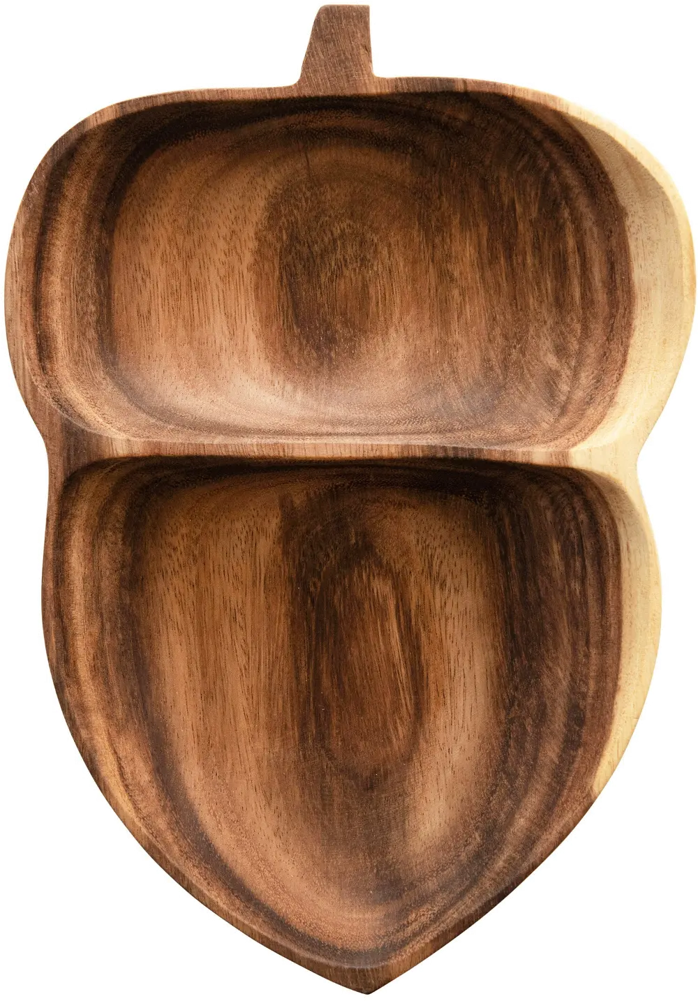 Acacia Wood Acorn Shaped Dish with 2 Sections-1