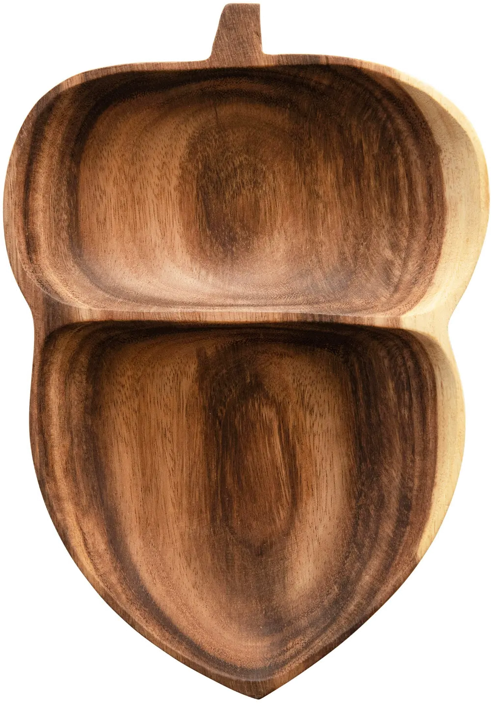 CF3437-WOOD/ACORNS Acacia Wood Acorn Shaped Dish with 2 Sections-1