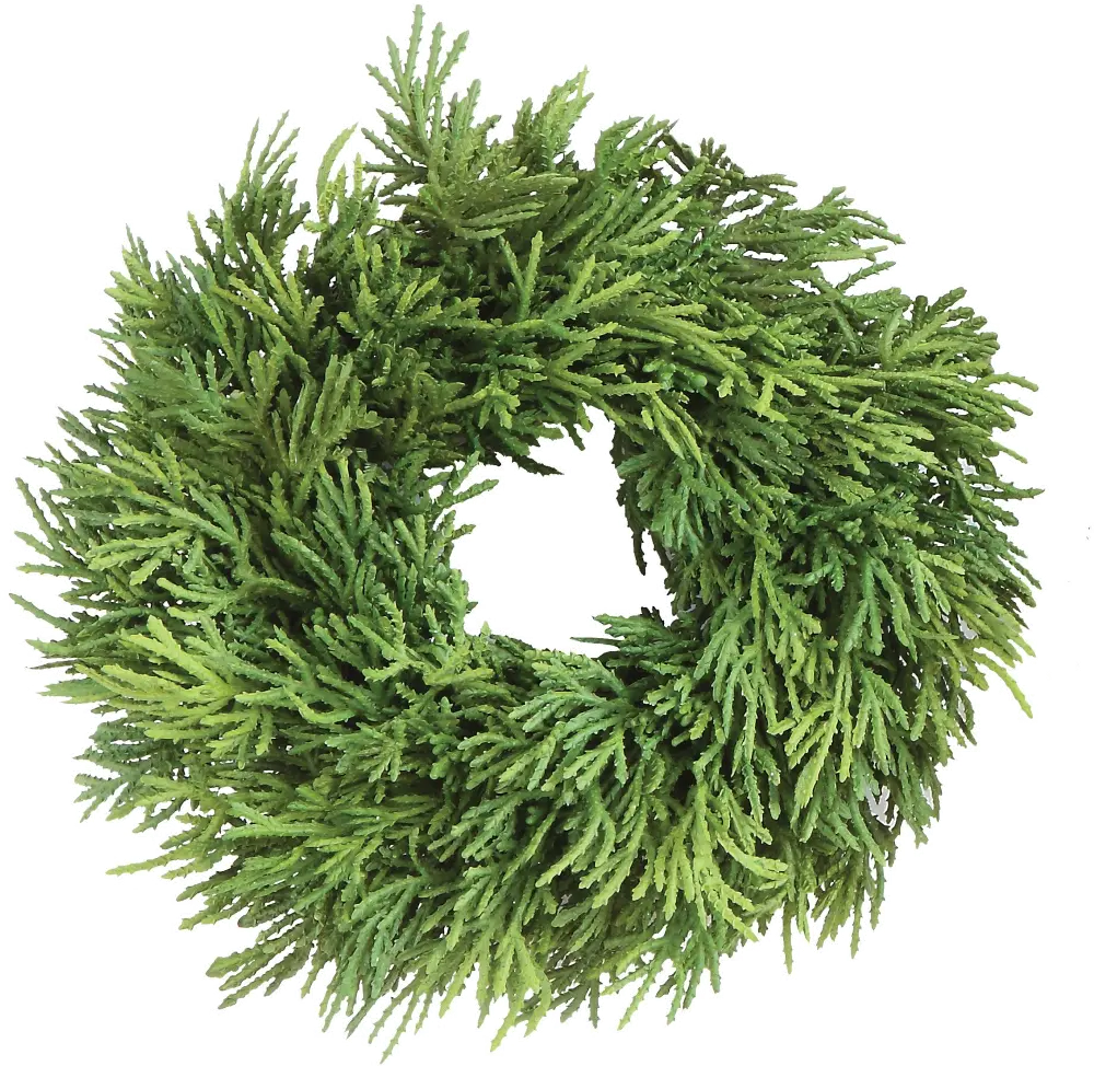 XM2764/CEDAR-WREATH 8 Inch Round Green Faux Cedar Wreath Arrangement-1