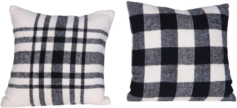 XM6710A Assorted Black and White Plaid Brushed Cotton Throw Pillow-1