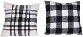Assorted Black and White Plaid Brushed Cotton Throw Pillow