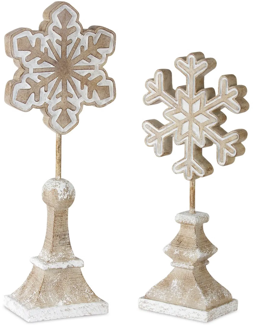 17 Inch White Washed Resin Snowflake Decoration on Spool-1